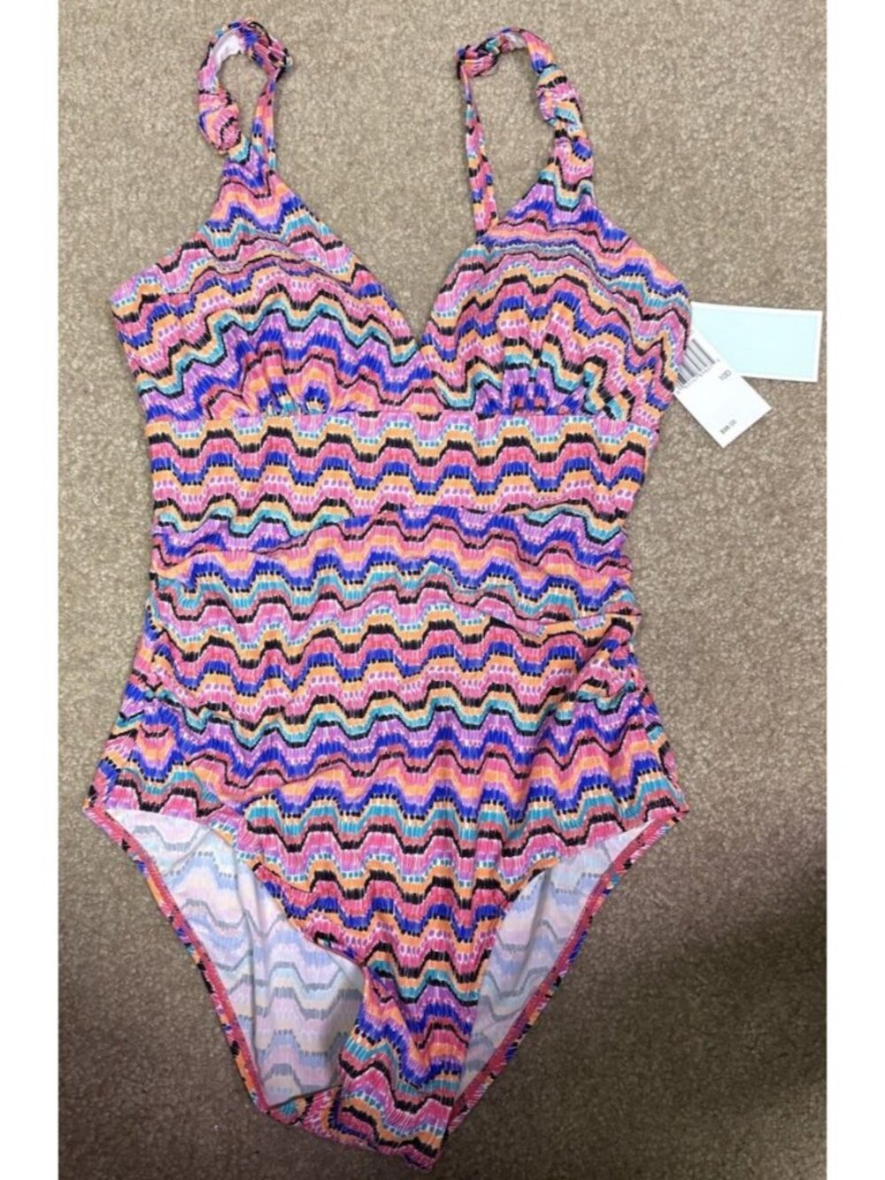 Christina Swimwear Multi Color Geometric One Piece Malliot Size 10D Slimming NWT